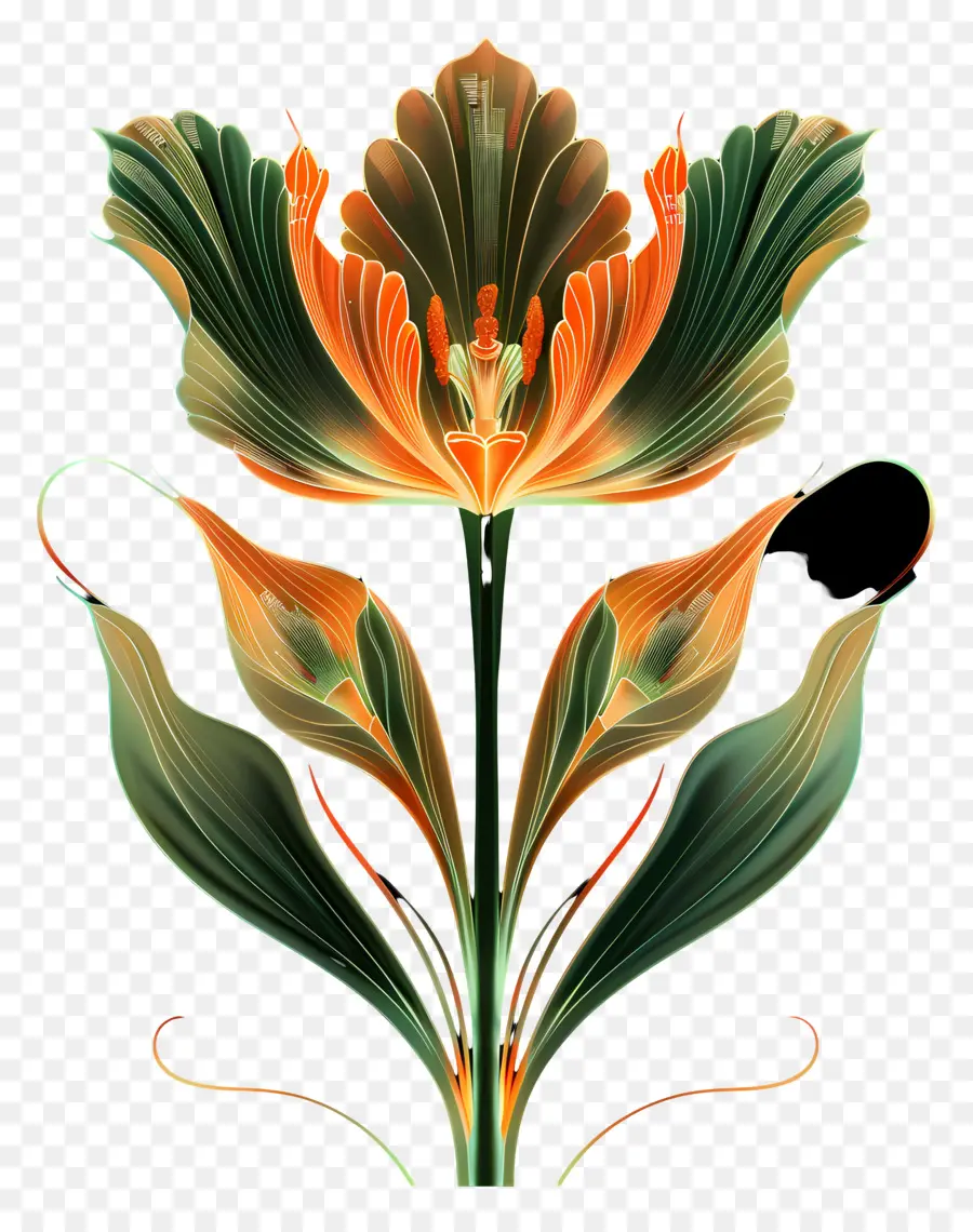 Arte De Linha，Tulip Flor PNG