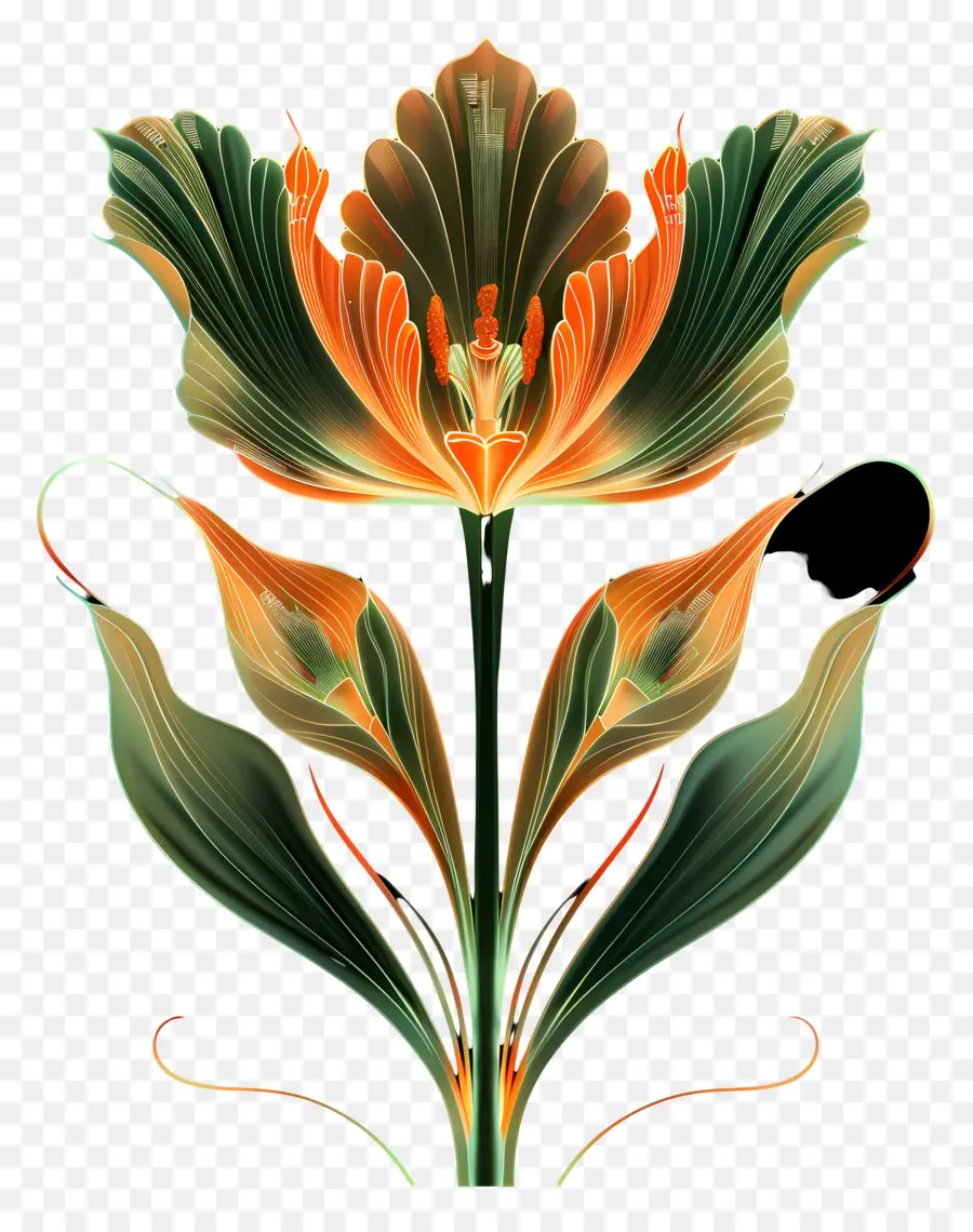 Arte De Linha，Flor PNG