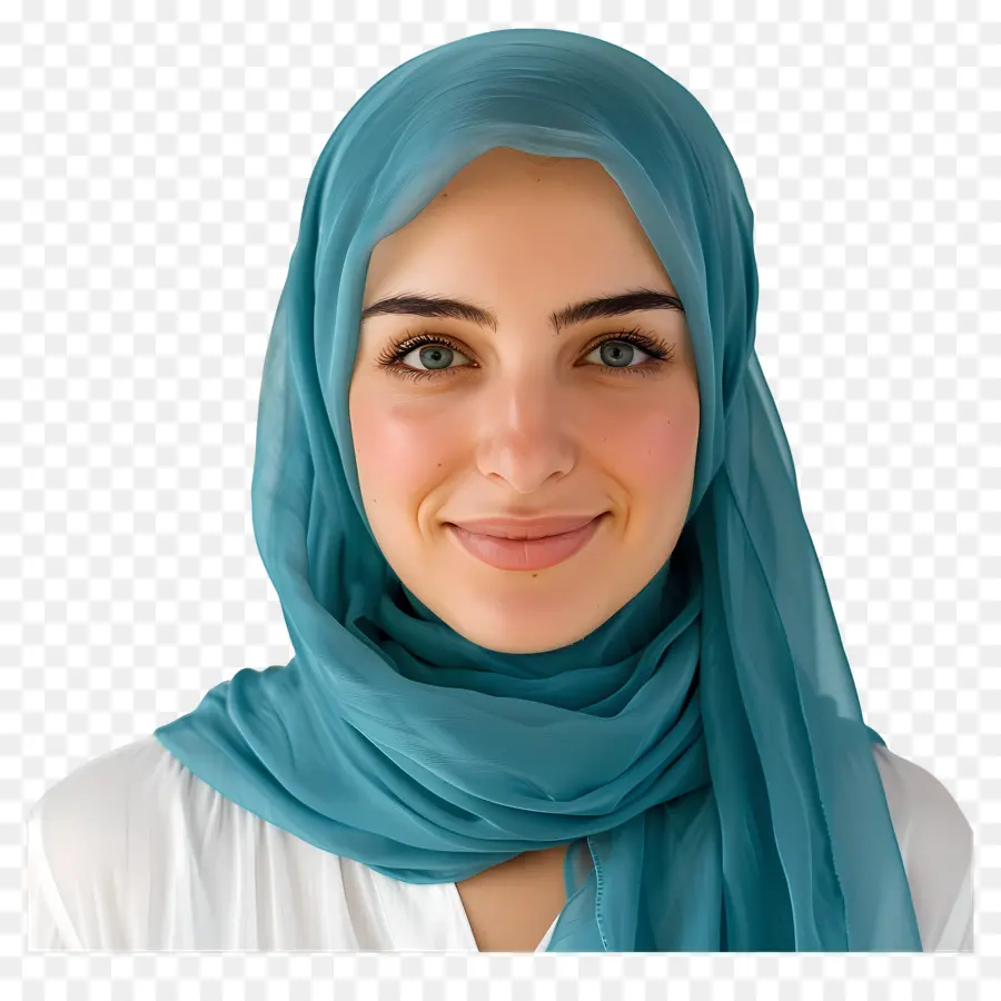 Teal Hijab，Azul Escalas Na Cabeça PNG