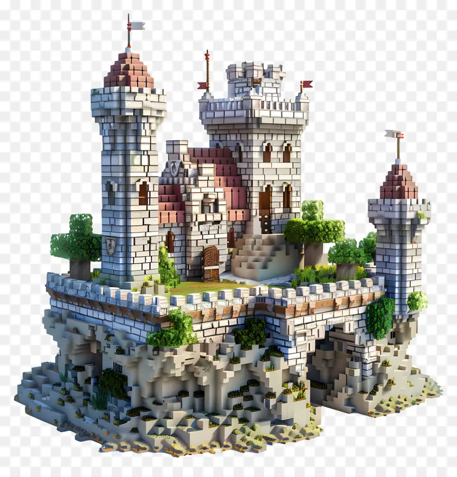 Castelo De Minecraft，Edifício De Pedra PNG