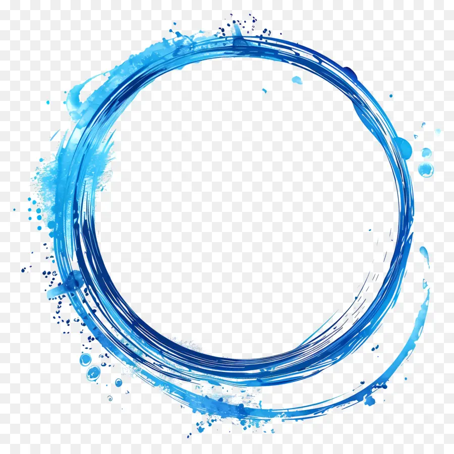 Círculo Azul，Pintura Em Aquarela PNG