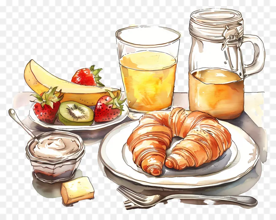 Pequeno Almoço Continental，Croissants PNG