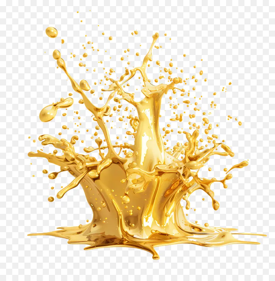 Respingo De óleo，Líquido Dourado PNG