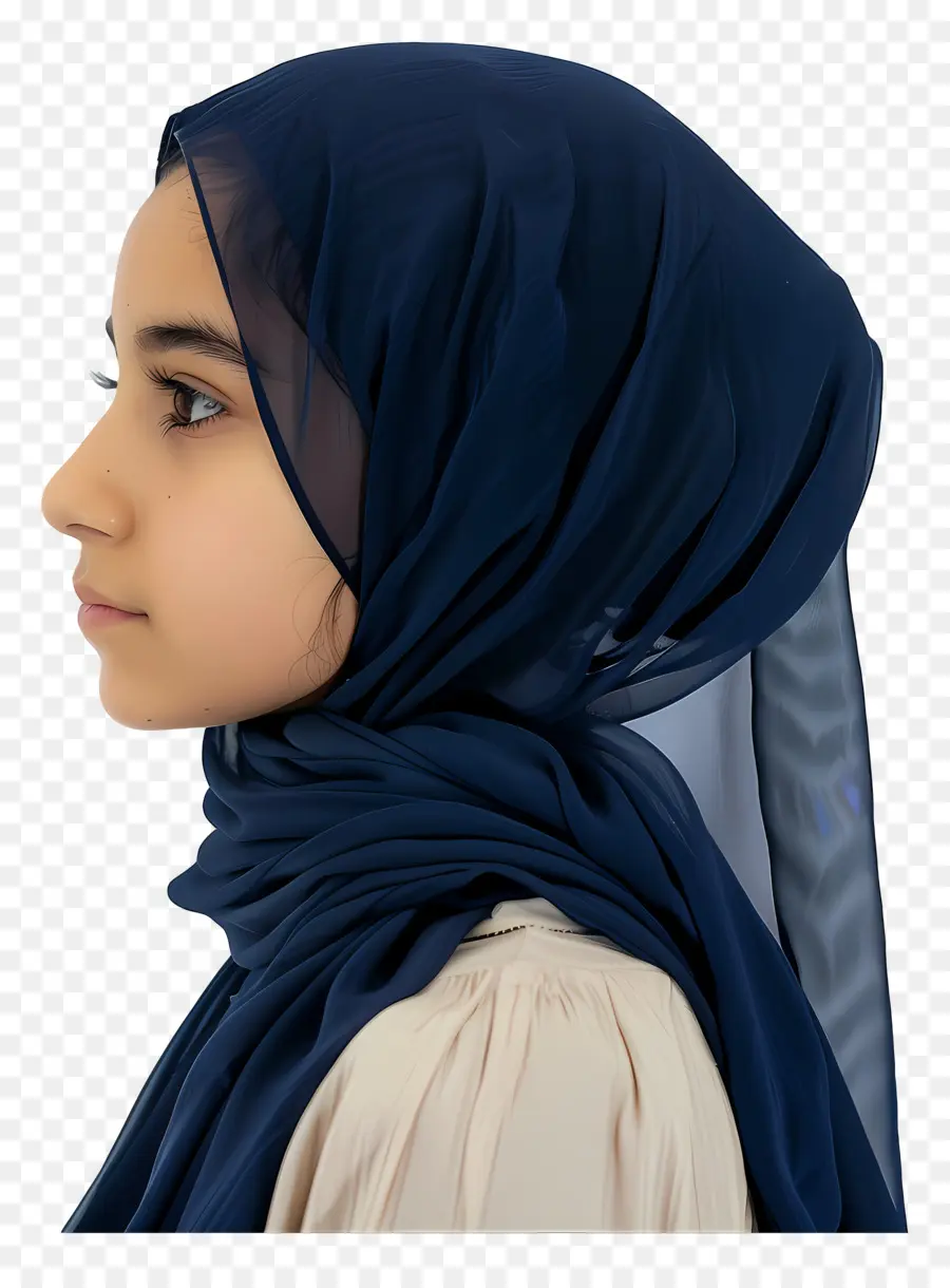 Hijab Azul Marinho，Mulher Muçulmana PNG