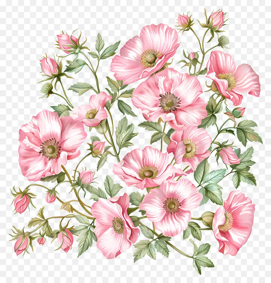 Exuberante Rosa，Flores Cor De Rosa PNG