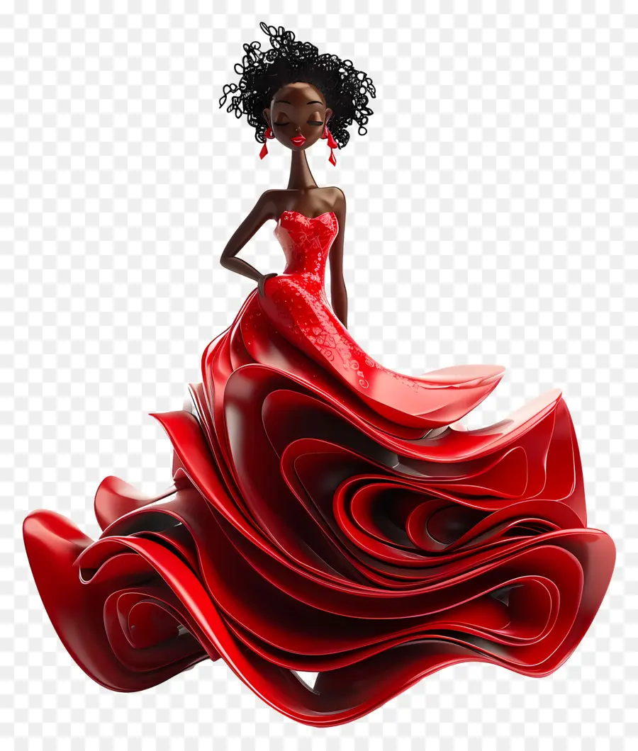 Garota Negra De Vestido，Vestido Vermelho PNG