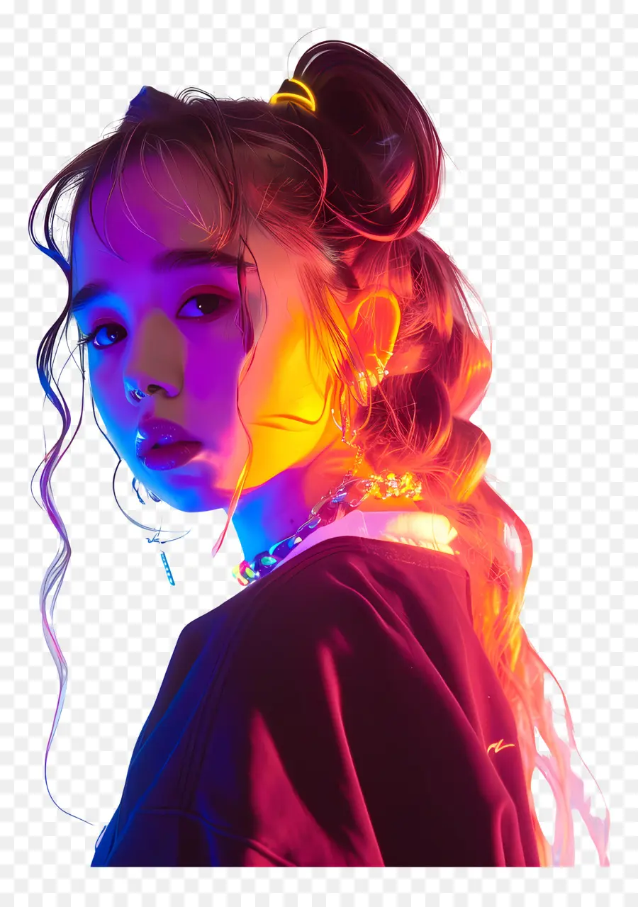 Lil Tay，Cabelo Neon PNG