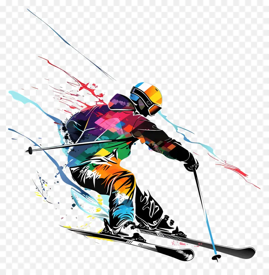 Freestyle Skiing Man Silhouette，Esquiador PNG