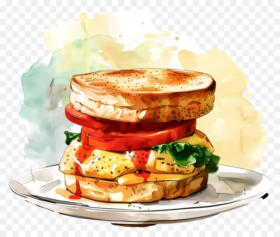 Breakfast Sandwich，Hamburger PNG