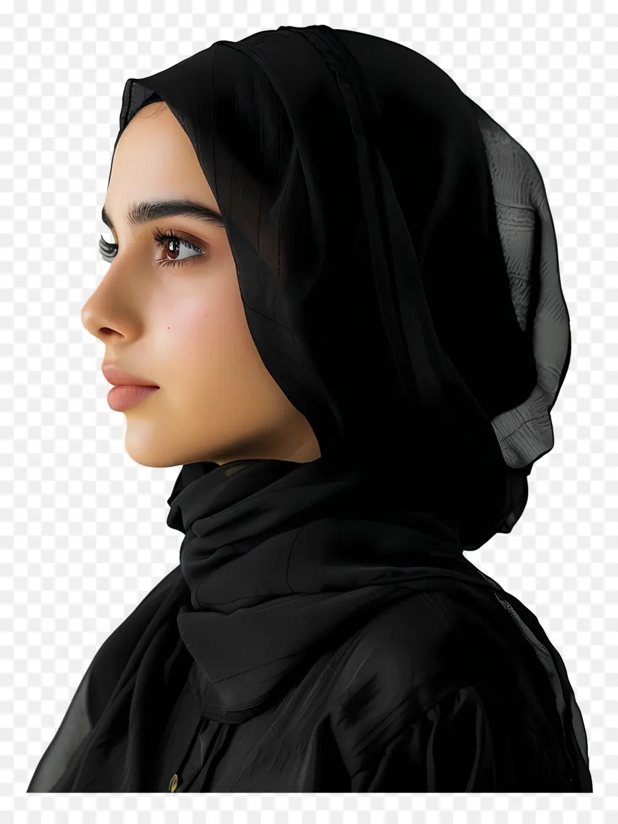 Hijab Preto，Mulher Muçulmana PNG