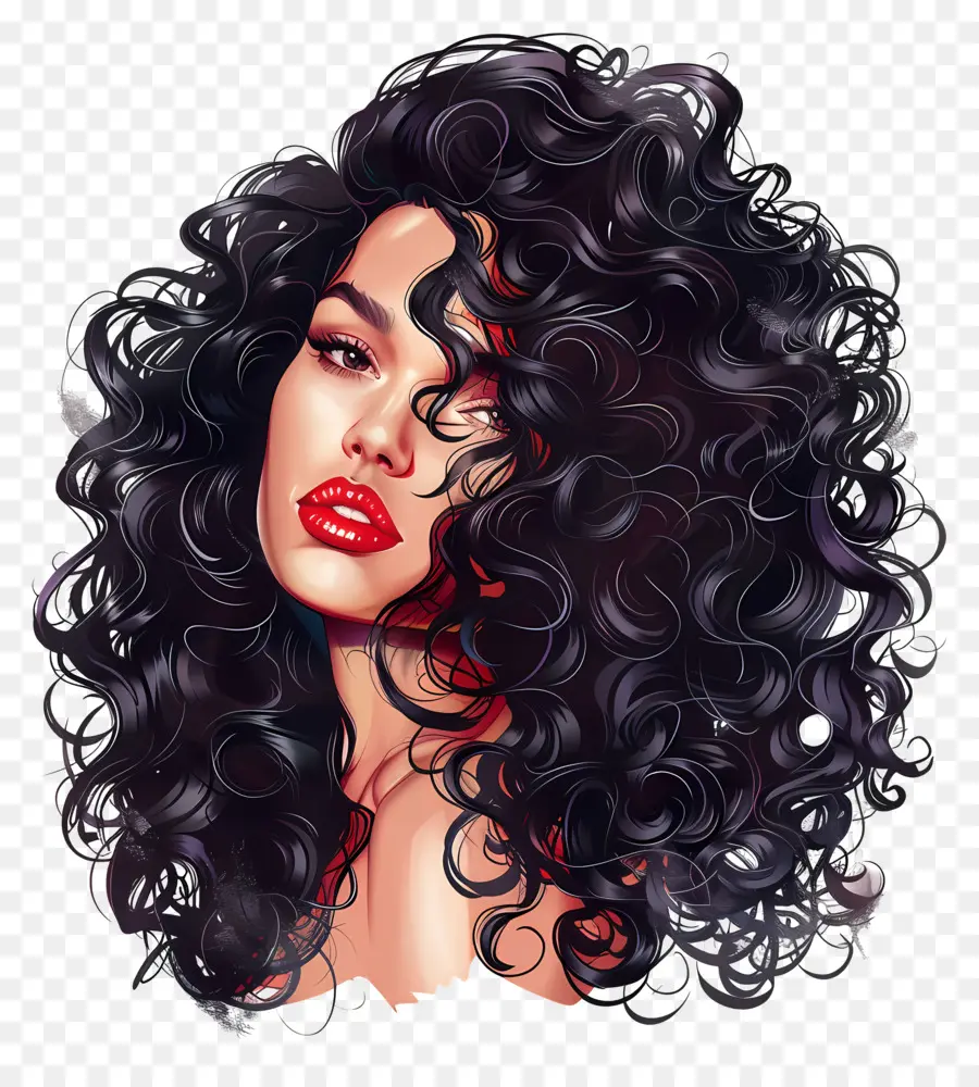 Garota Curly Hair Style，Mulher PNG