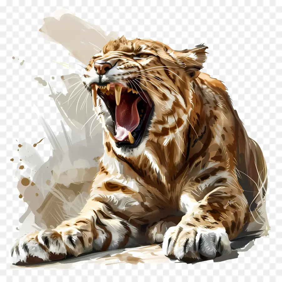 Gato Com Dentes De Sabre，Tigre Que Ruge PNG