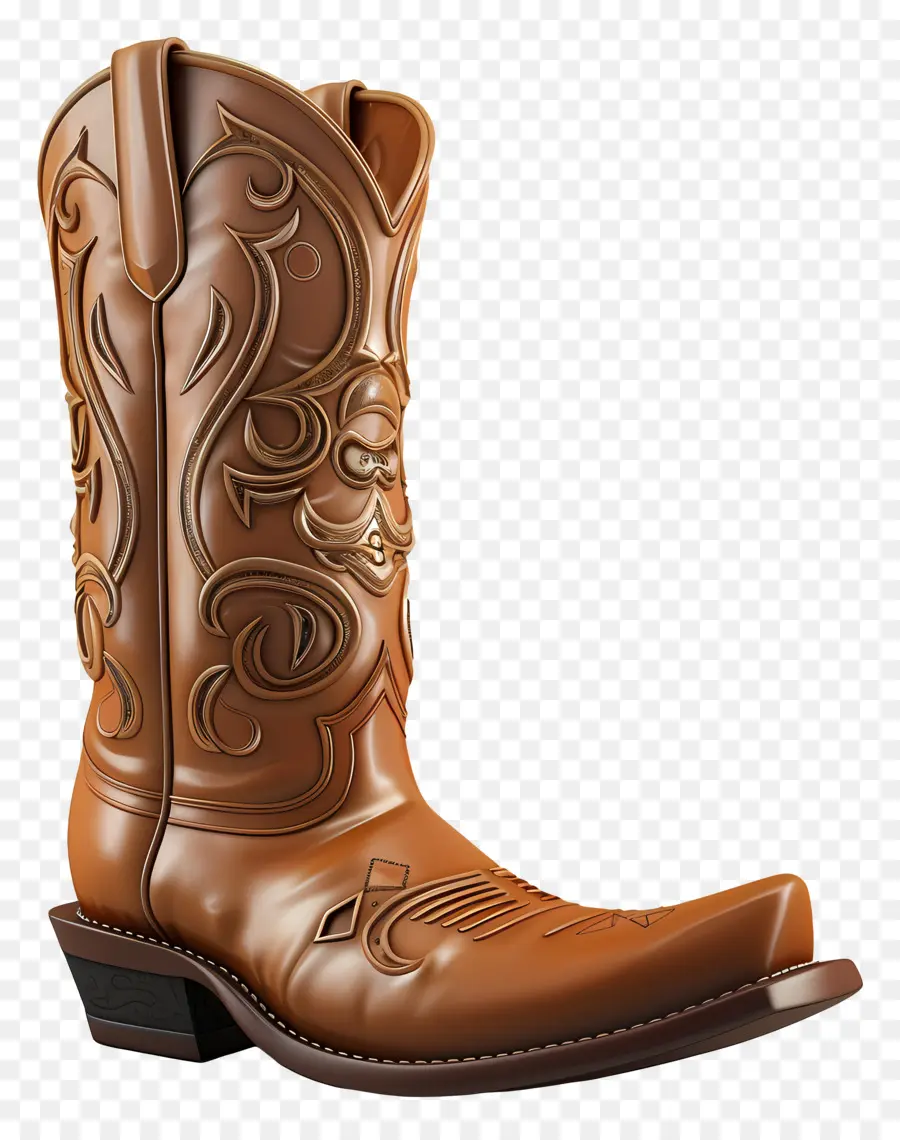 Cowboy Boot，De Couro Marrom PNG