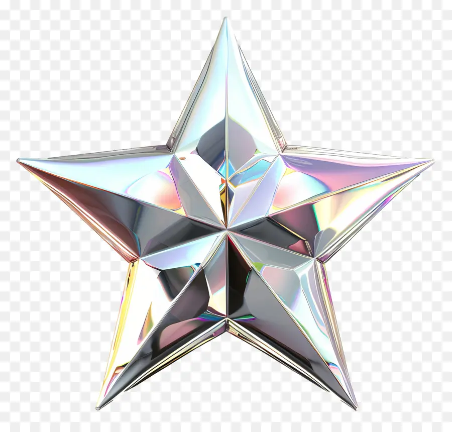 Estrela De Prata，Superfície Brilhante PNG