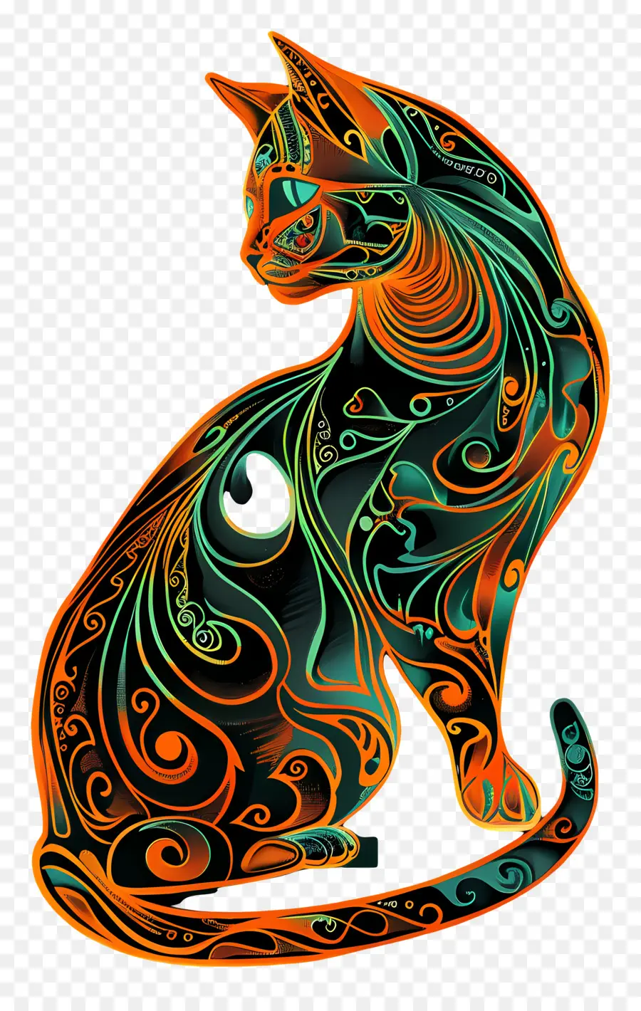 Arte De Linha，Gato PNG