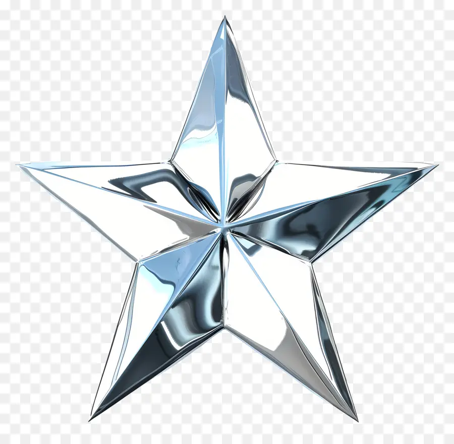 Estrela De Prata，Metal Polido PNG