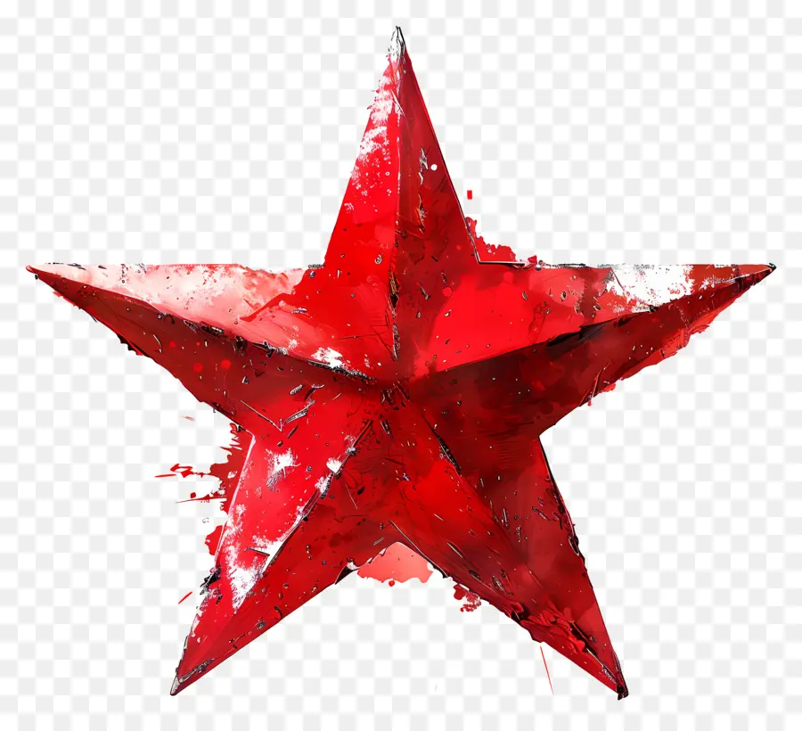 Estrela Vermelha，Brilho Metálico PNG
