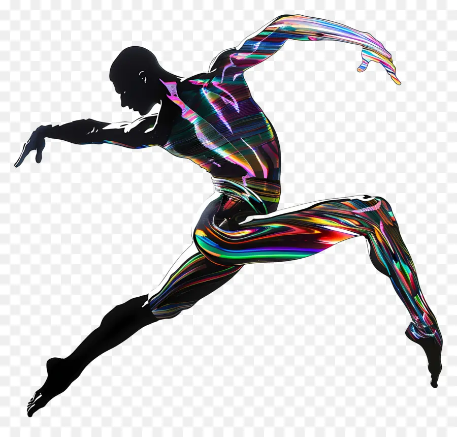 Ginástica Man Silhouette，Cores Neon PNG