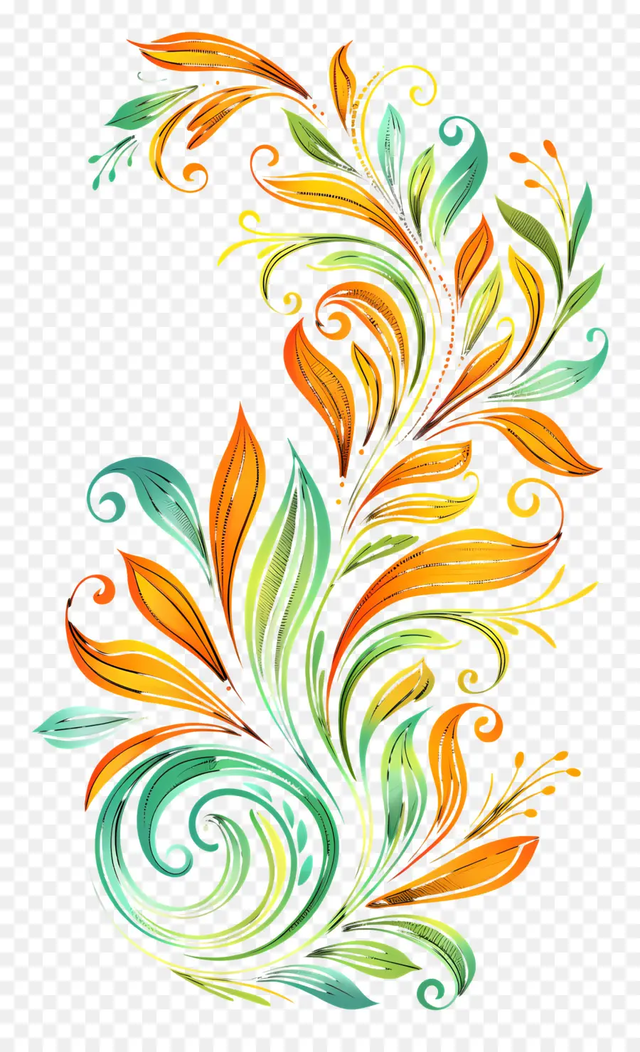 Arte De Linha，Floral Padrão PNG
