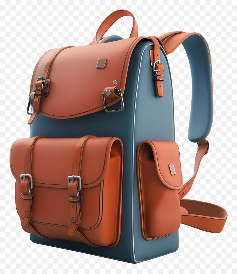 Jansport Backpack，Mochila De Couro Azul E Laranja PNG