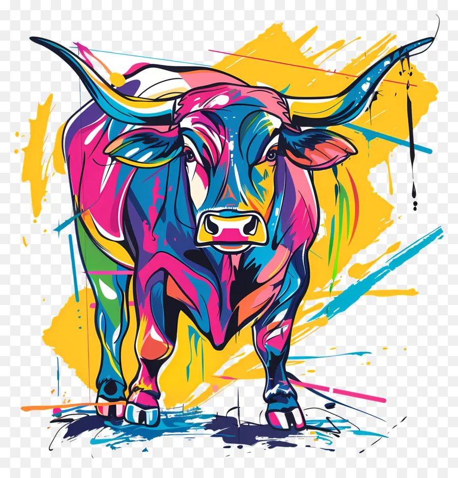 Bull，Animal Com Chifres Compridos PNG