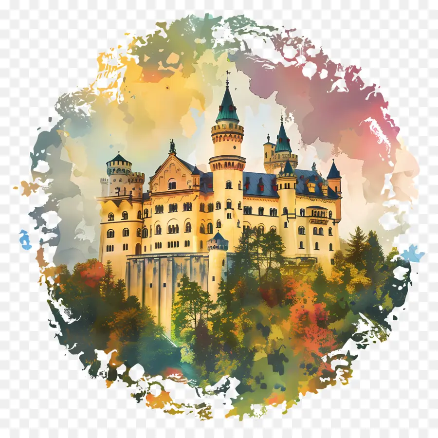 Castelo Hohenschwangau，Pintura Do Castelo PNG