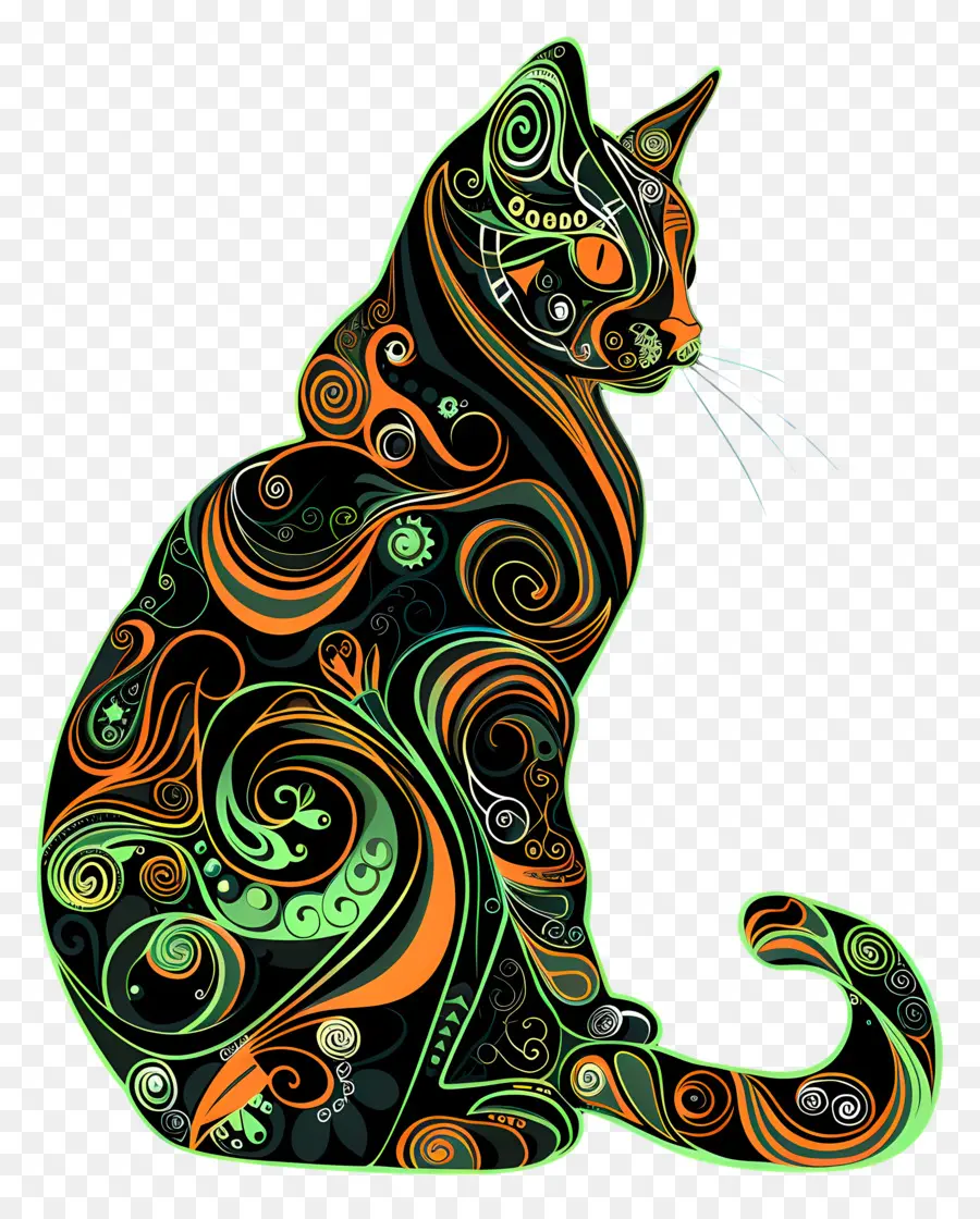 Arte De Linha，Gato PNG