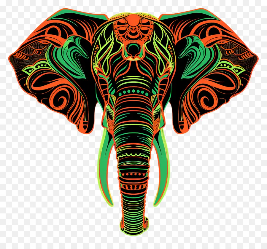 Arte De Linha，Elefante PNG