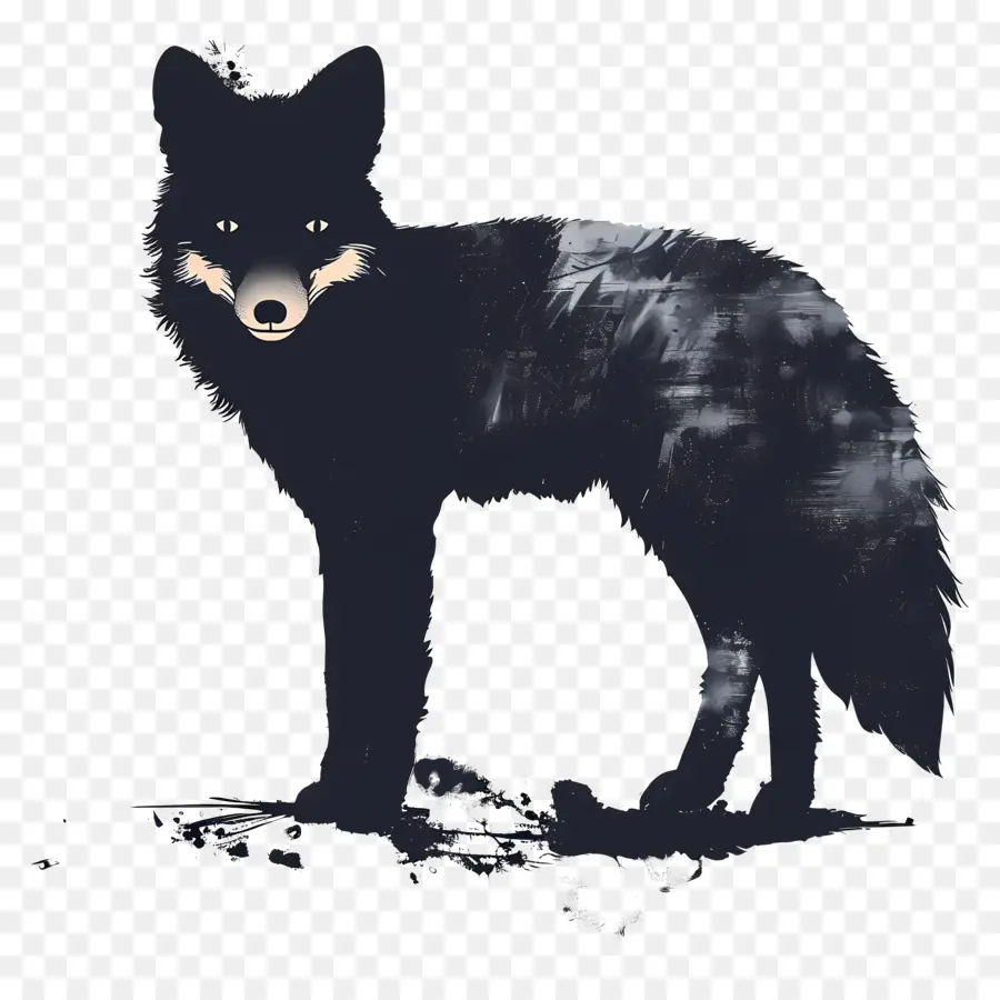 Silhueta Do Ártico Fox，Black Fox PNG