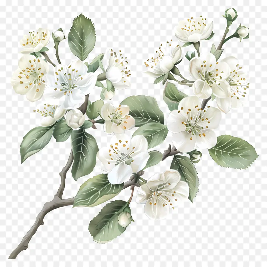 Flor Hawthorn，Árvore Florescente PNG