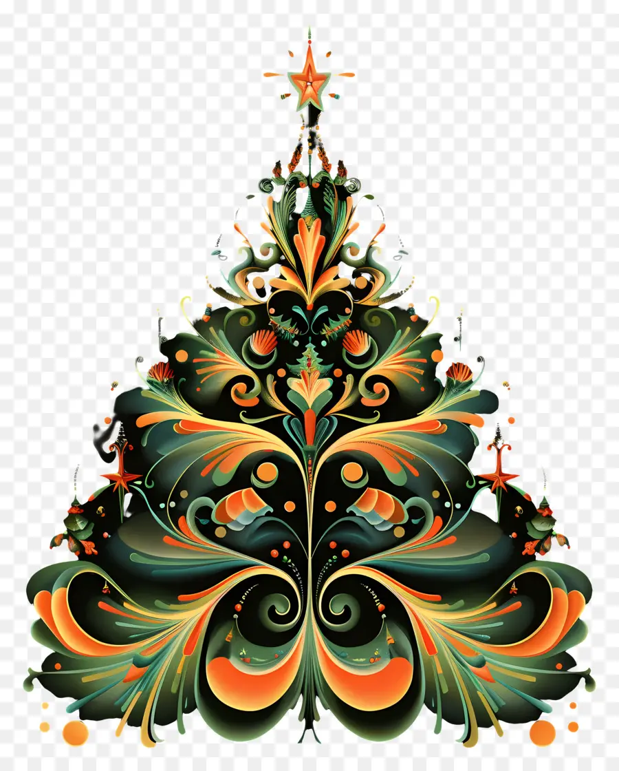 Arte De Linha，árvore De Natal PNG