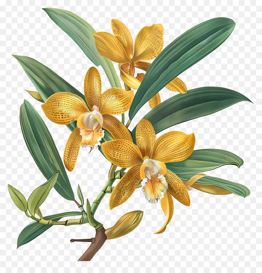 Ouro Da Orquídea Kinabalu，Orquídea Amarela PNG