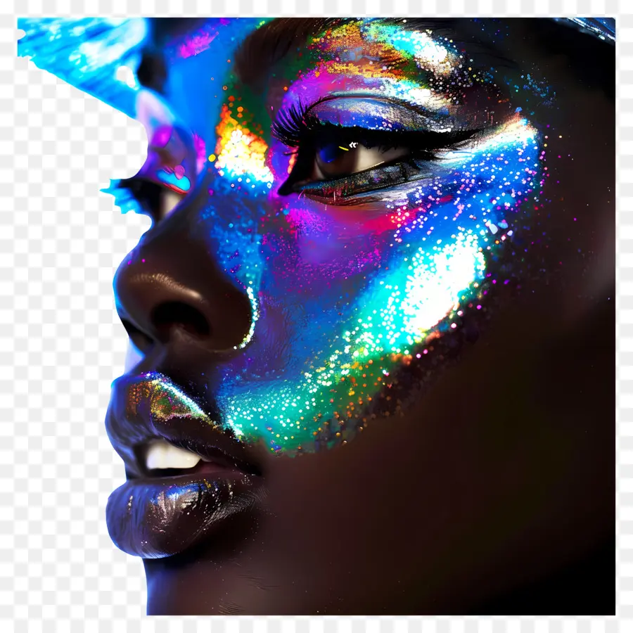 Vista Lateral Da Face，Glitter De Maquiagem PNG