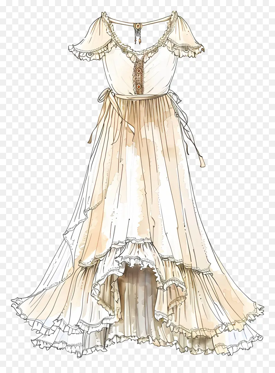 Vestido De Noiva Boêmio，Vestido De Casamento Branco PNG