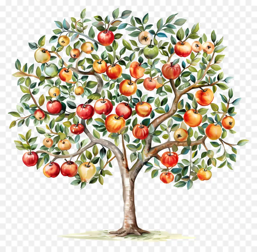 árvore De Fruto，Ilustração Em Aquarela PNG