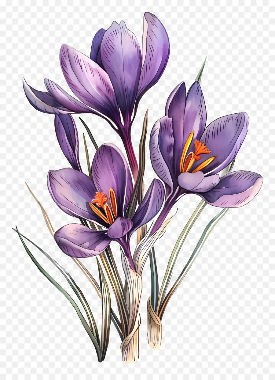 Açafrão Crocus，Flores De Açafrão Roxas PNG