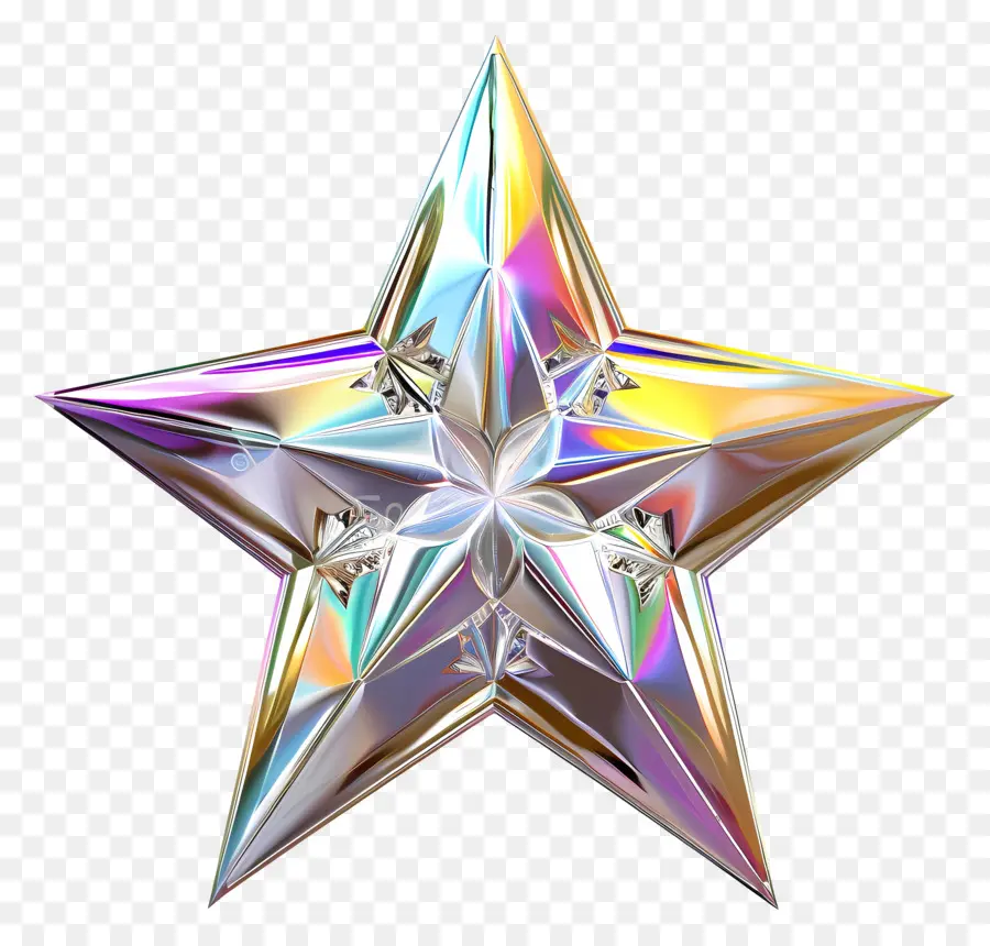 Estrela De Prata，Cristal Holográfico PNG