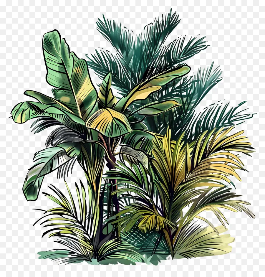 Vegetação Tropical，Ilustração Da Selva PNG
