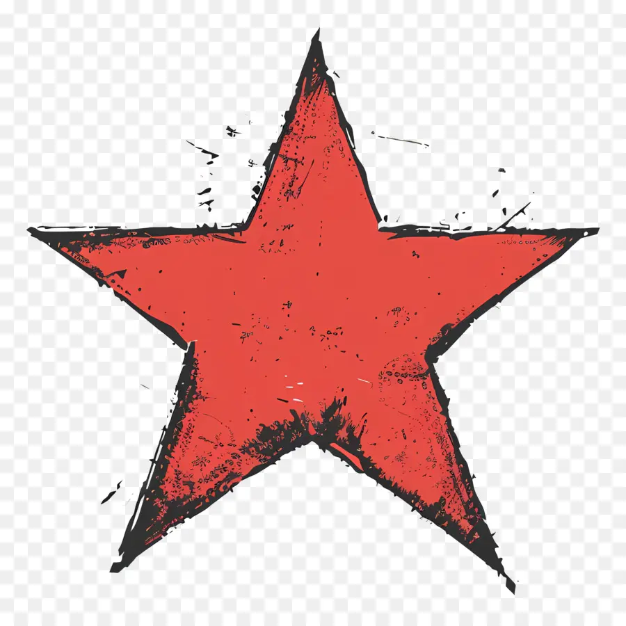 Estrela Vermelha，Efeitos Do Grunge PNG