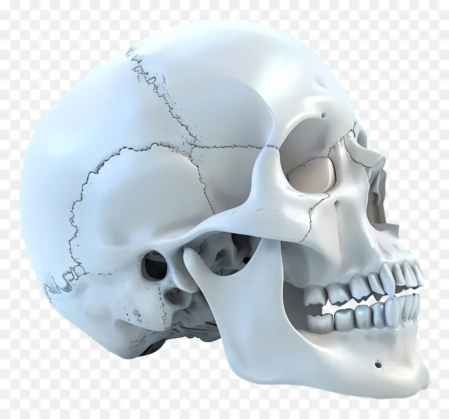 Vista Lateral Do Crânio Humano，Renderização Em 3d PNG