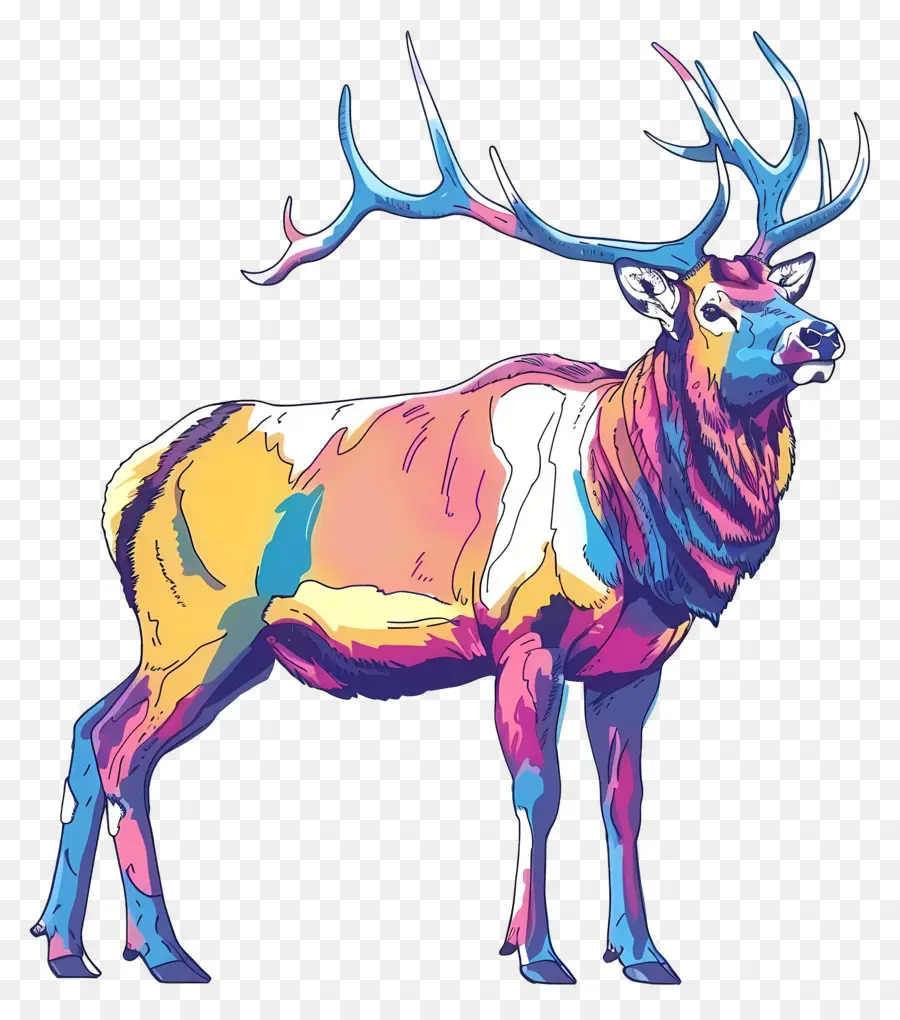 Elk，Cervo Colorido PNG