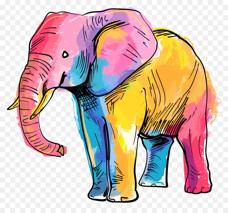 Cartoon Elefante，Elefante Colorido PNG