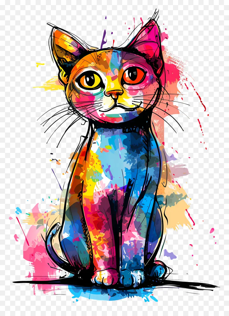 Gato Dos Desenhos Animados，Colorido Gato PNG