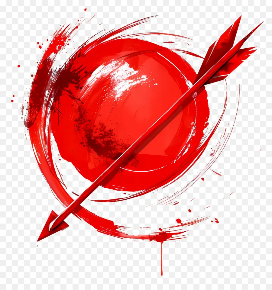 Círculo Vermelho Com Flecha，Pintura Abstrata PNG
