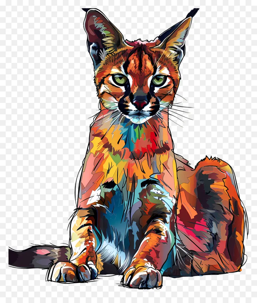 Caracal，Colorido Gato PNG