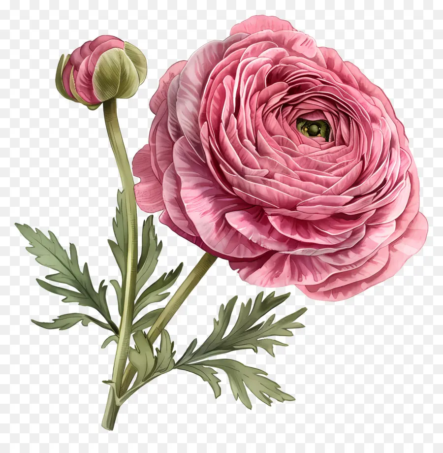 Ranunculus Flor，Flor Rosa PNG