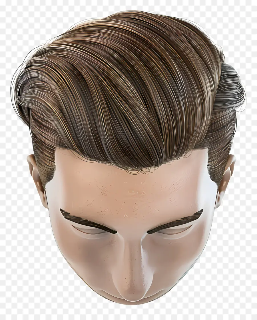 Po Cabelo Liso De Pântio Baixo，Modelo 3d PNG