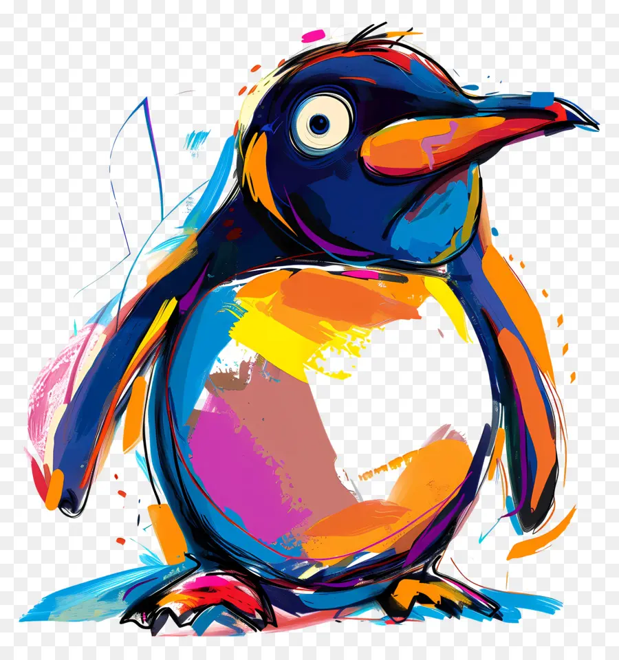 Cartoon Penguin，Pinguim Colorido PNG