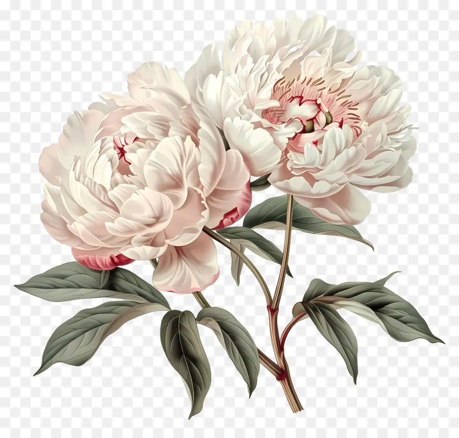 Flor De Peônia，Branco Peônias PNG