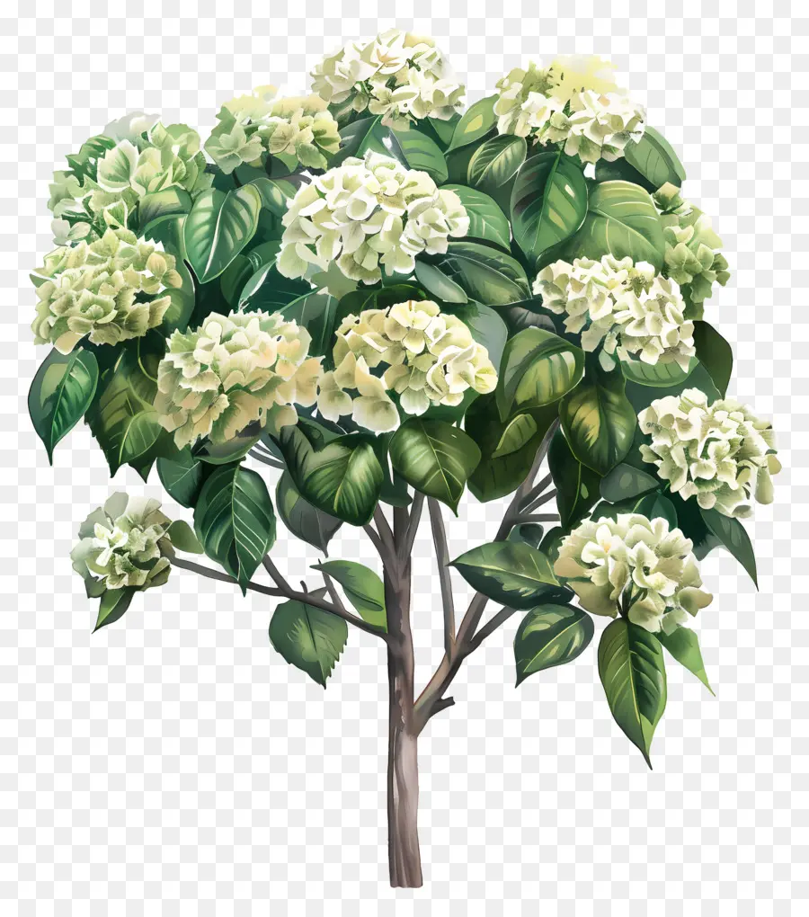Árvore De Hidrania Tropical，Flores Brancas PNG